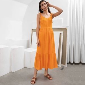 & Other Stories Tangerine Tie Shoulder Cotton Maxi Dress